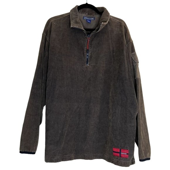 Structure Other - VTG STRUCTURE Men Size Large Brown Pullover Long Sleeve sweater collared spring